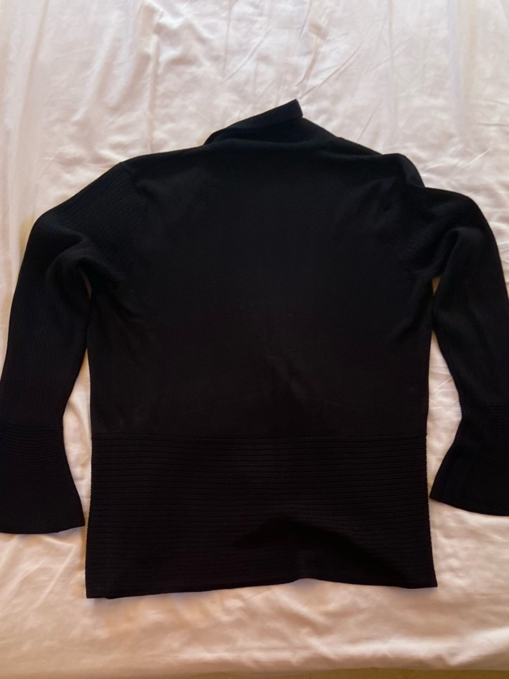 Black Ribbed Open-Front Cardigan - Picture 2 of 8